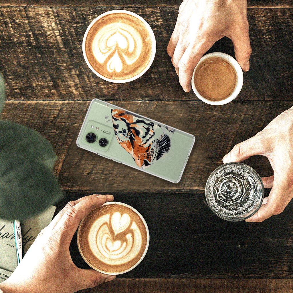Motorola Edge 40 hoesje maken Watercolor Tiger design voorzijde