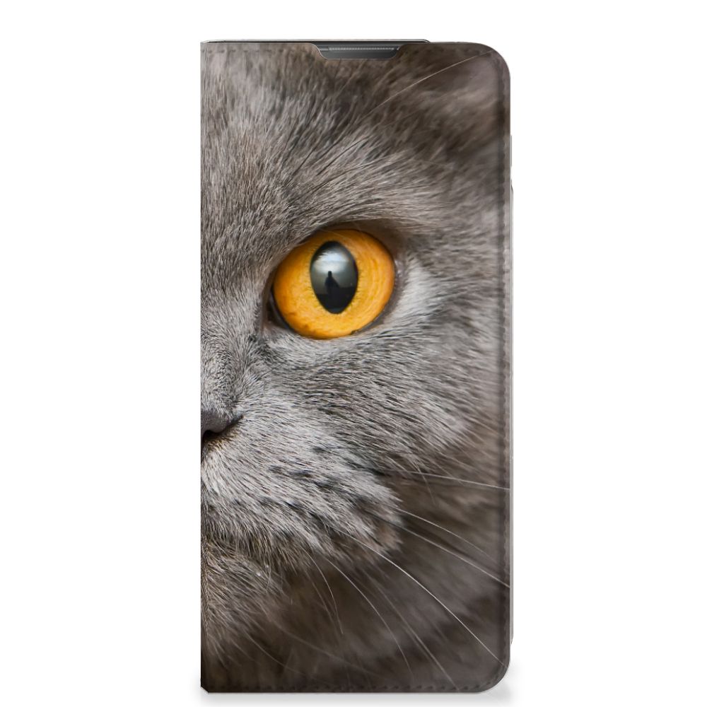 Motorola Moto E20 hoesje maken Britse Korthaar kat gezicht detail