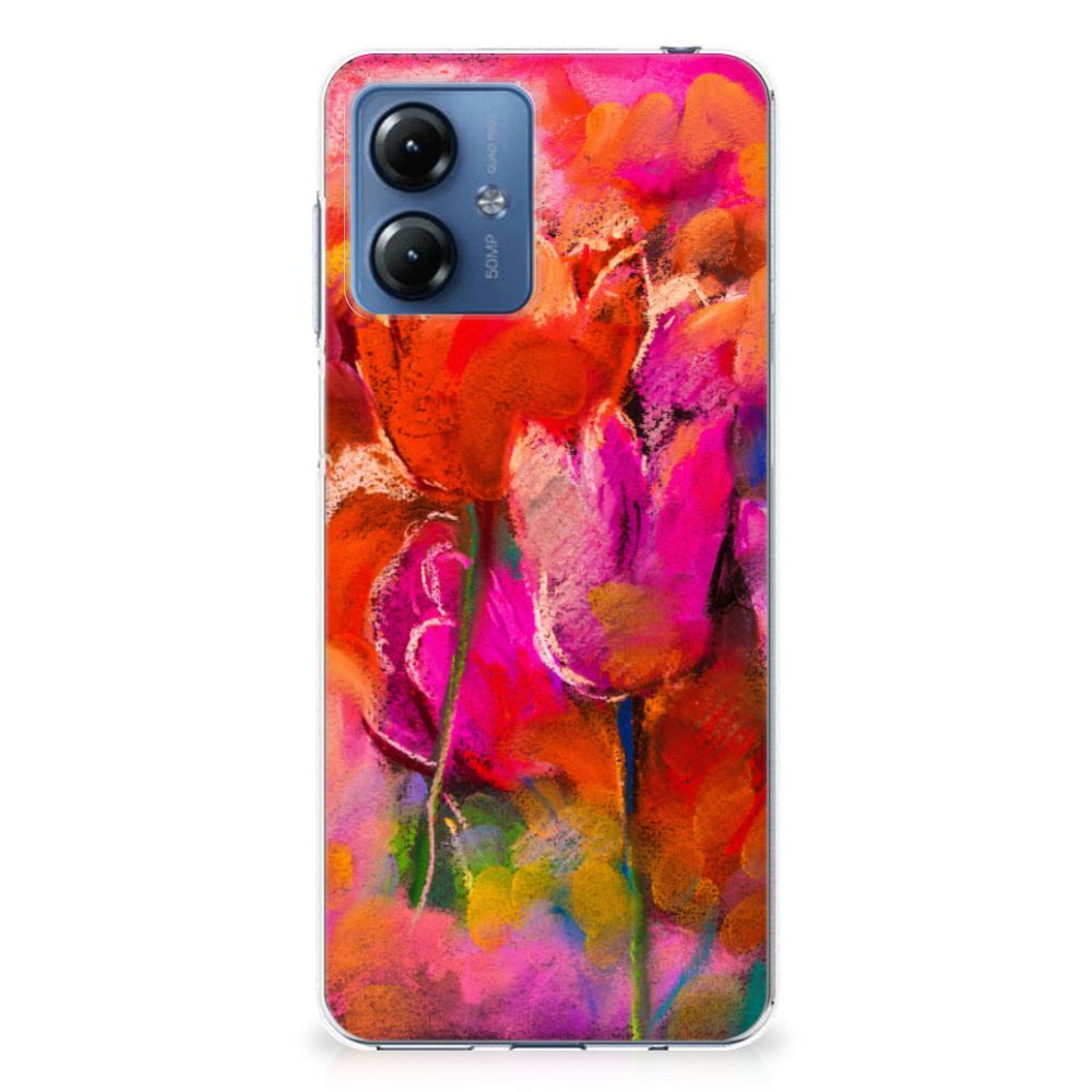 Hoesje maken Motorola Moto G14 Tulips telefoonhoesje tulpen design voorkant