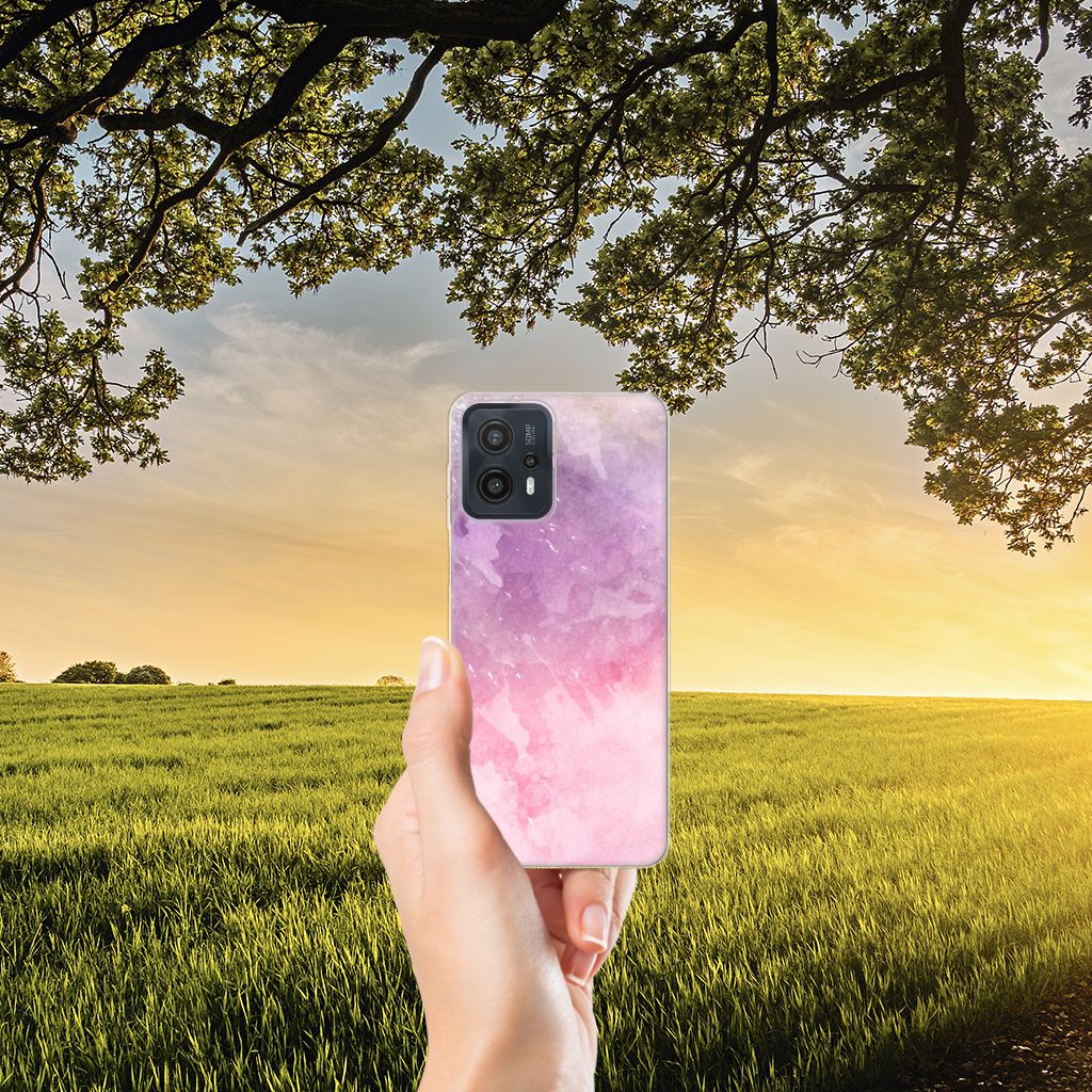 Hoesje maken Motorola Moto G23 | G13 Pink Purple Paint hand buiten natuur