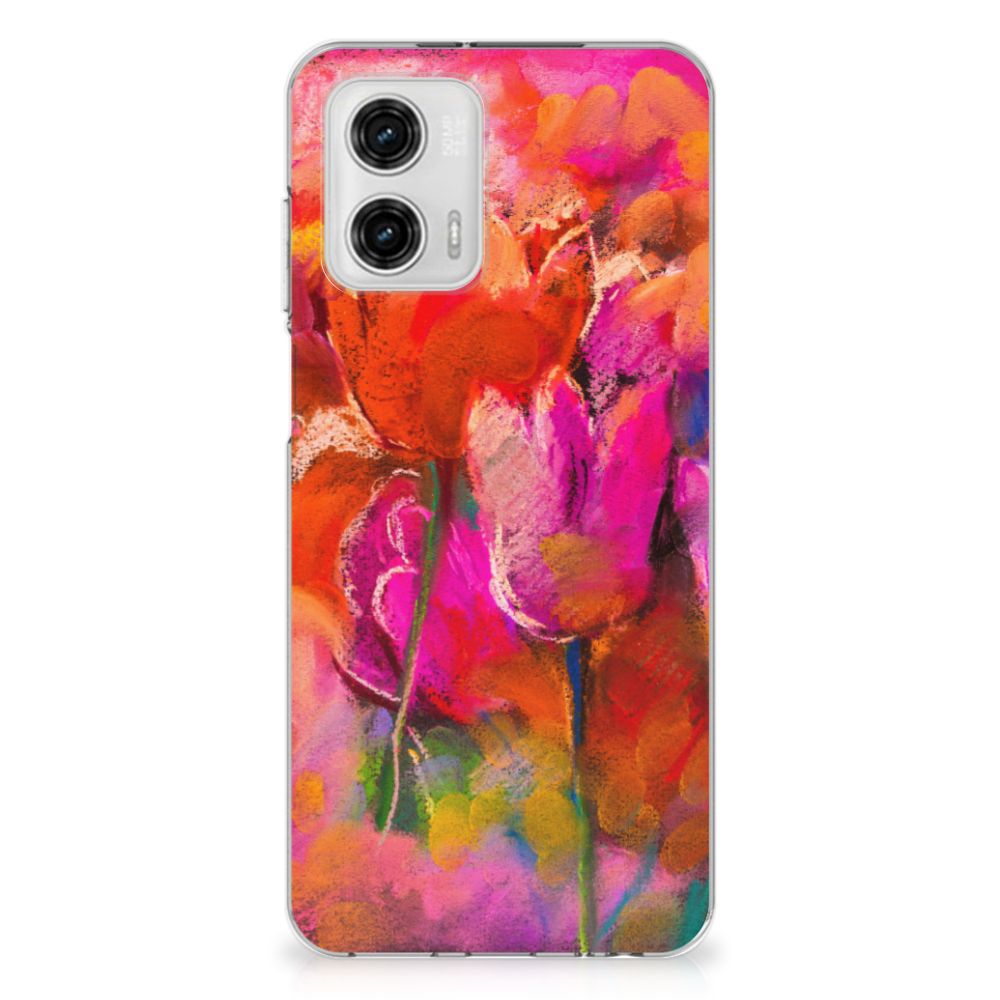 Hoesje maken Motorola Moto G73 Tulips achterkant