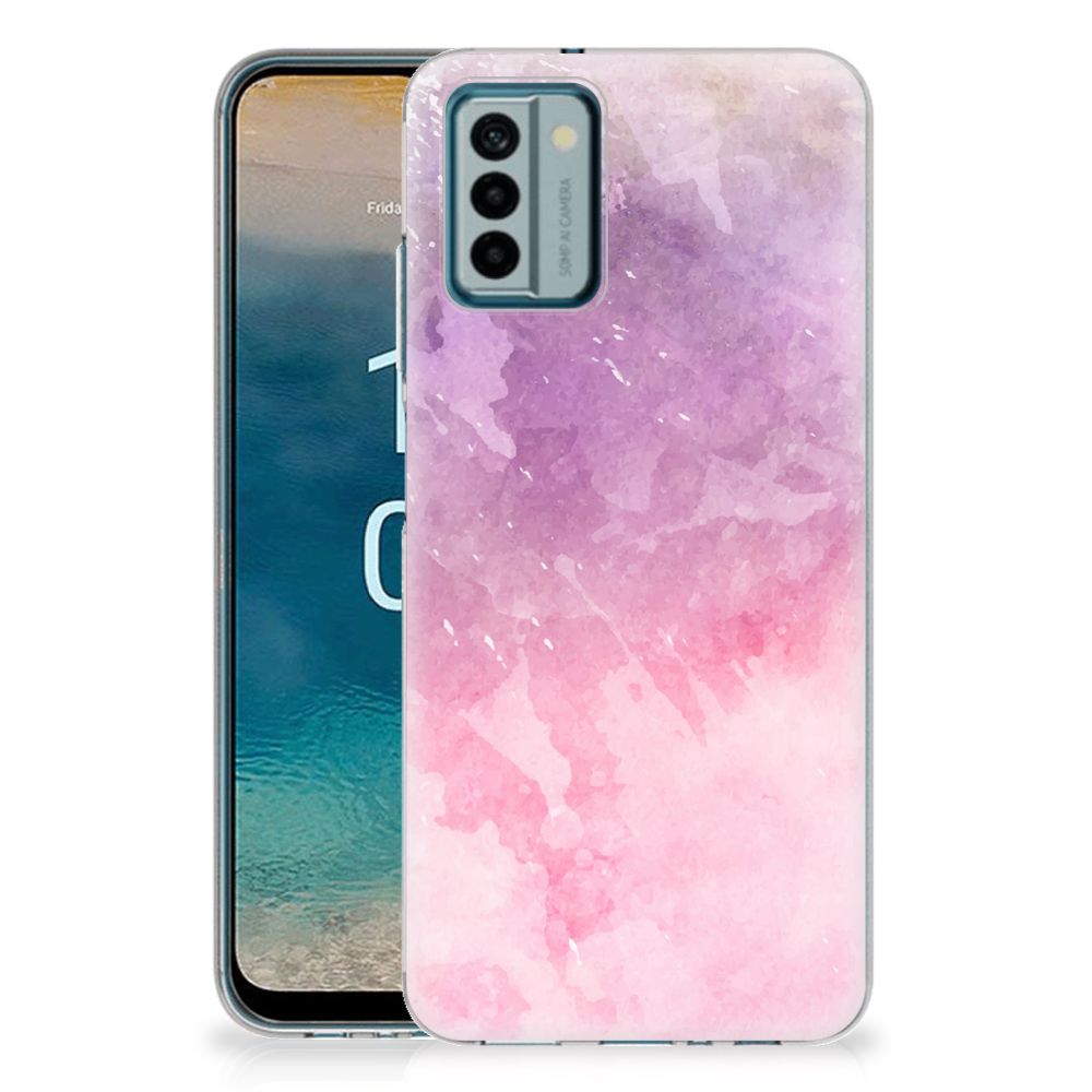 Nokia G22 hoesje maken Pink Purple Paint achterkant