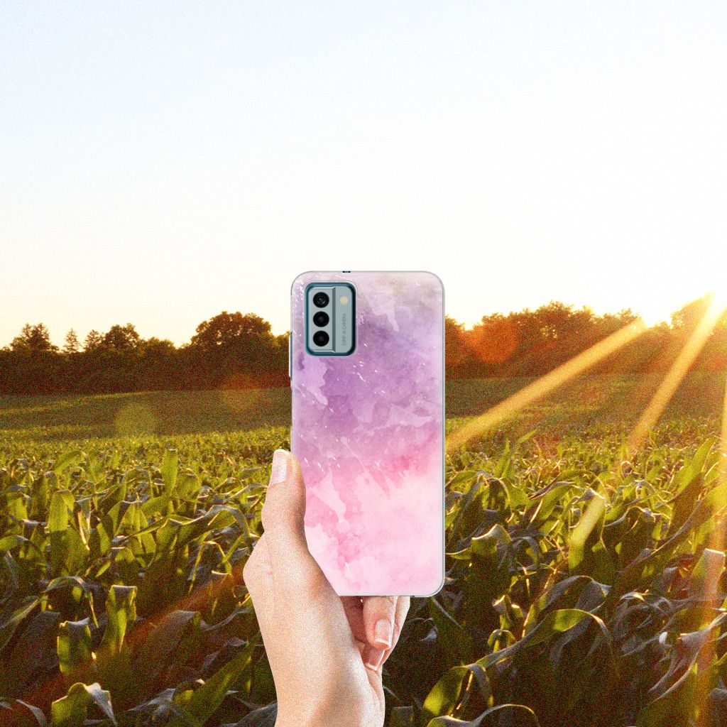 Hoesje maken Nokia G22 Pink Purple Paint telefoon design hand natuur