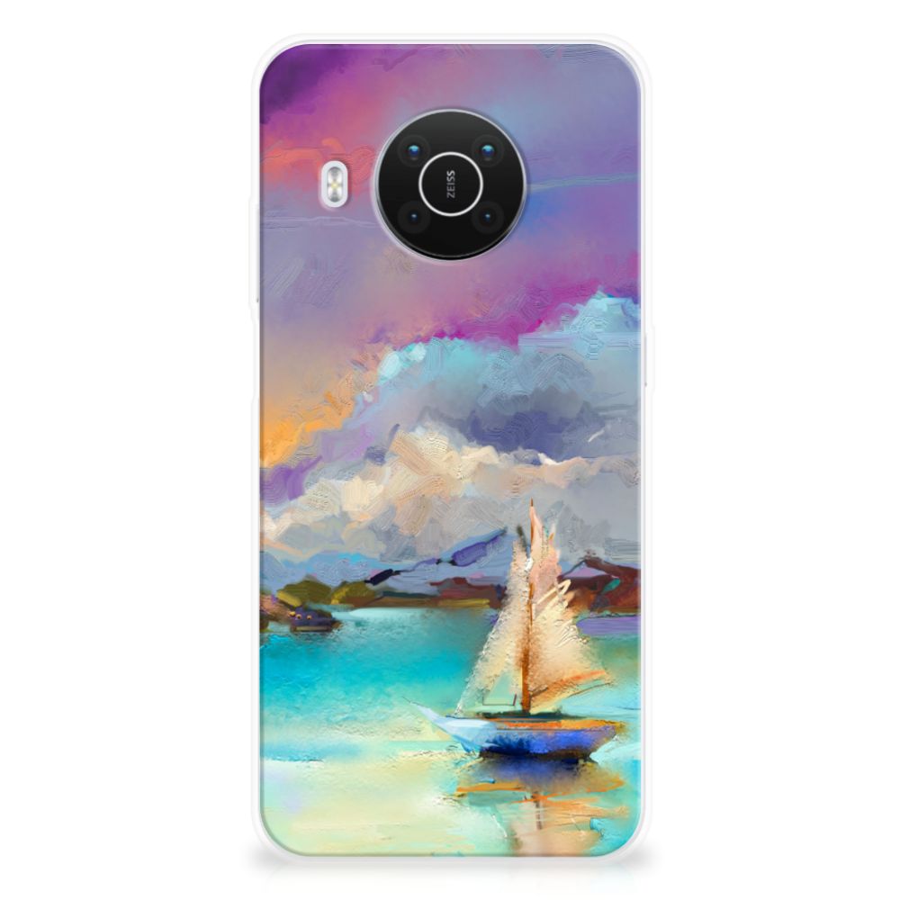 Hoesje maken Nokia X10 | X20 Boat abstracte schilderij bootje meer