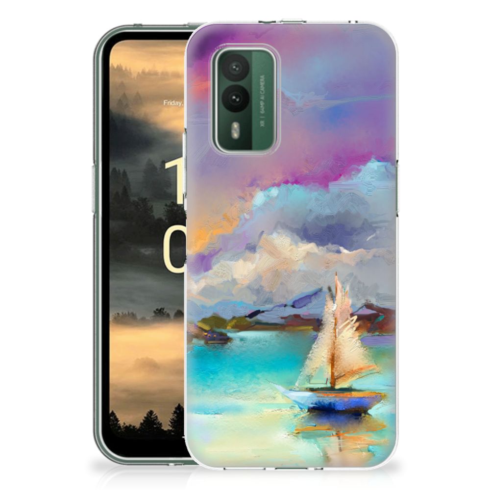 Hoesje maken Nokia XR21 Boat telefoonhoesje schilderij boot meer