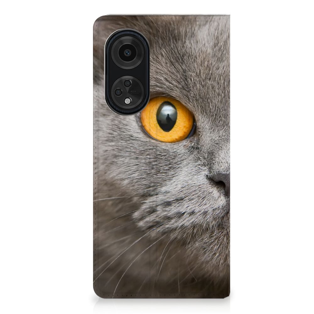 Hoesje maken OPPO A98 5G Britse Korthaar kat oog design zijaanzicht