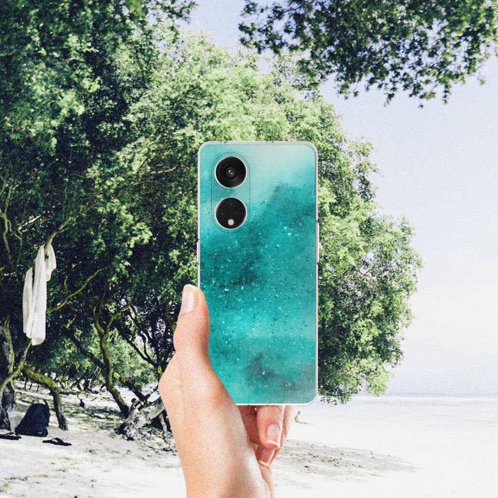 Hoesje maken OPPO Reno8 T 5G Painting Blue hand voorgrond natuur