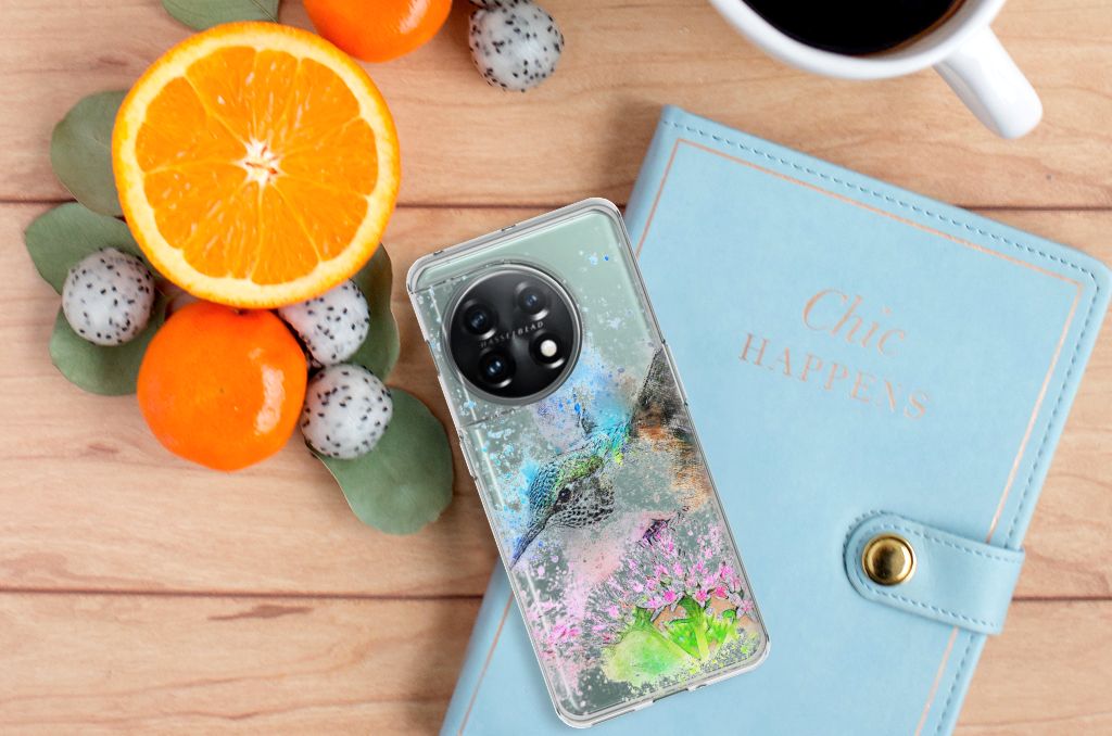 OnePlus 11 Vogel hoesje maken design bloemen fruitschalen aanzicht