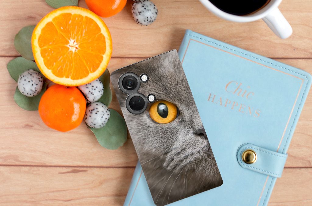 Hoesje maken OnePlus Nord 3 Britse Korthaar telefoonhoesje design kat bovenaanzicht