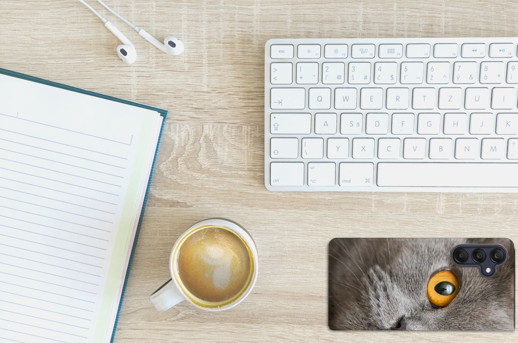 Hoesje maken Samsung Galaxy A25 Britse Korthaar kat design bovenaanzicht