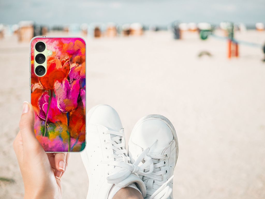 Samsung Galaxy A35 Hoesje maken Tulips achterkant hand strand