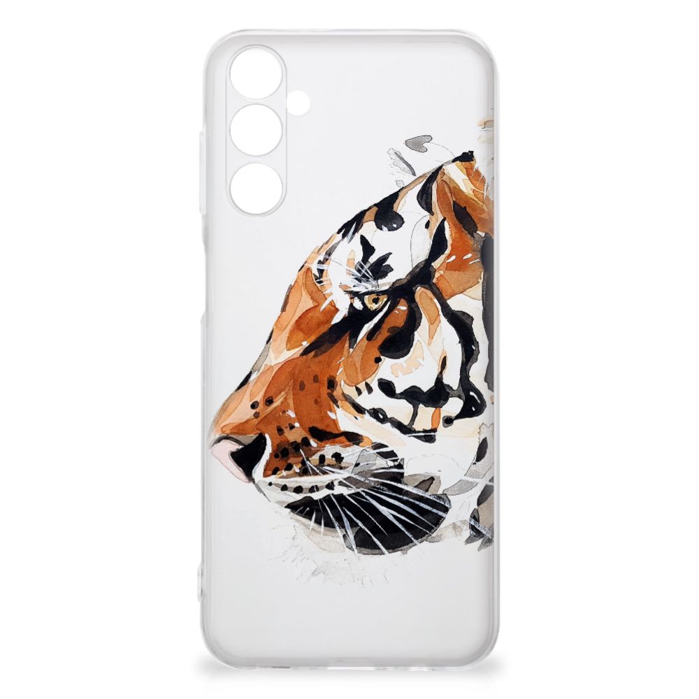 Samsung Galaxy M14 Hoesje maken Watercolor Tiger zij aanzicht