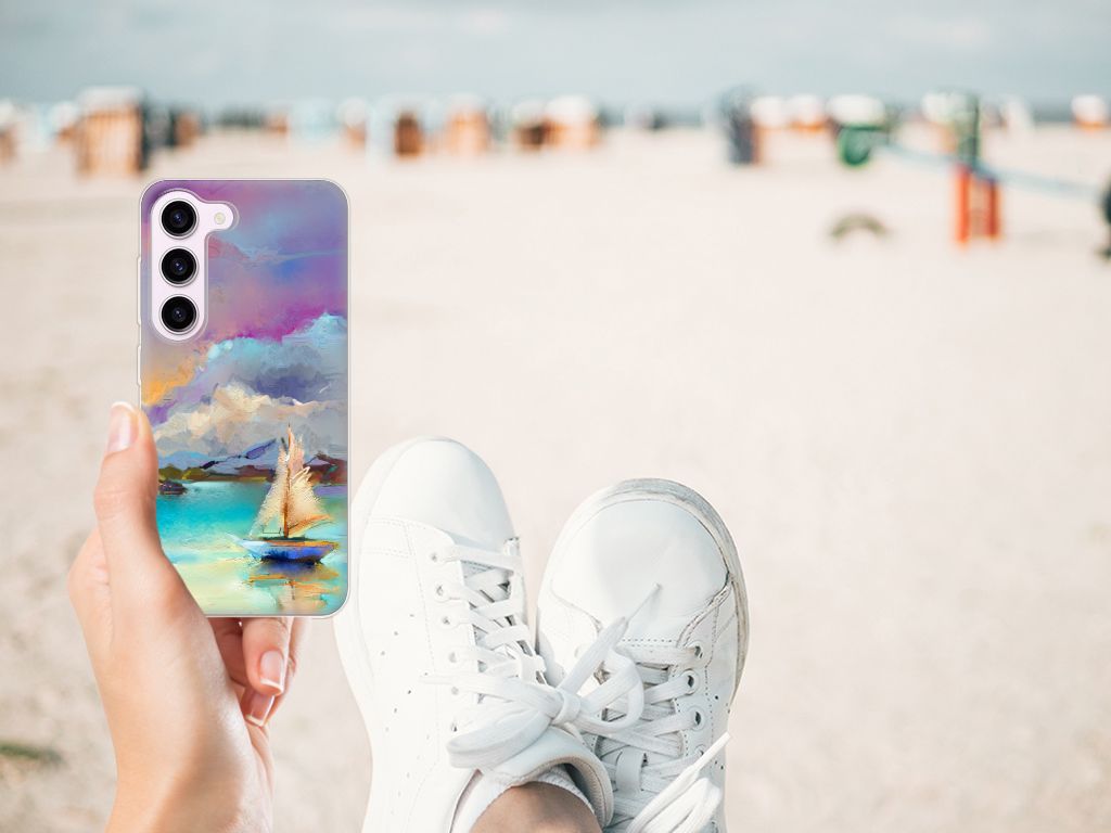 Hoesje maken Samsung Galaxy S23 Boat strand zeilboot design smartphone