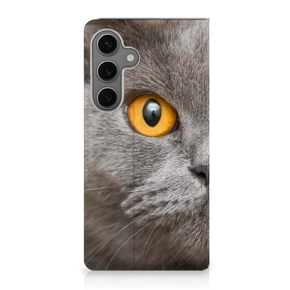 Hoesje maken Samsung Galaxy S25 Plus Britse Korthaar kattenoog design voorzijde
