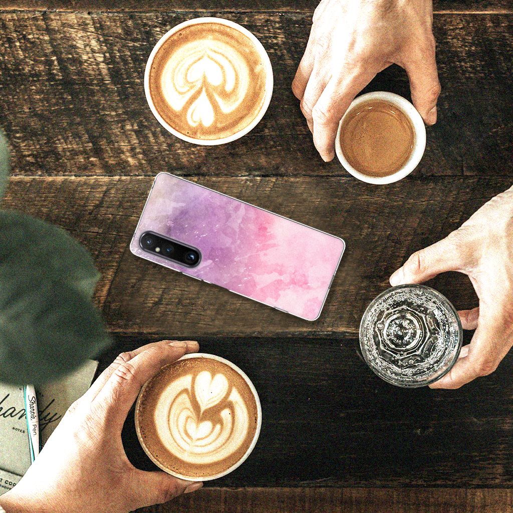 Sony Xperia 1 V Hoesje maken Pink Purple Paint bovenaanzicht