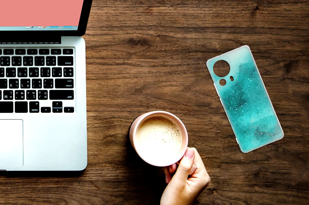 Hoesje maken Xiaomi 13 Lite Painting Blue telefoonhoesje bovenkant design aanzicht