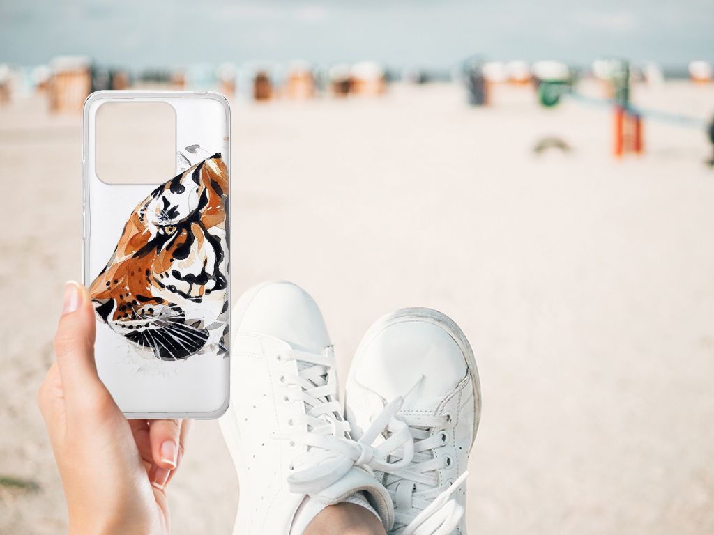 Xiaomi Redmi 10C Hoesje maken Watercolor Tiger design voorkant