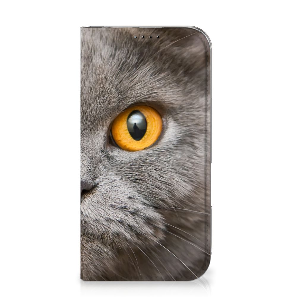 Hoesje maken iPhone 16 Britse Korthaar kat gezicht close-up