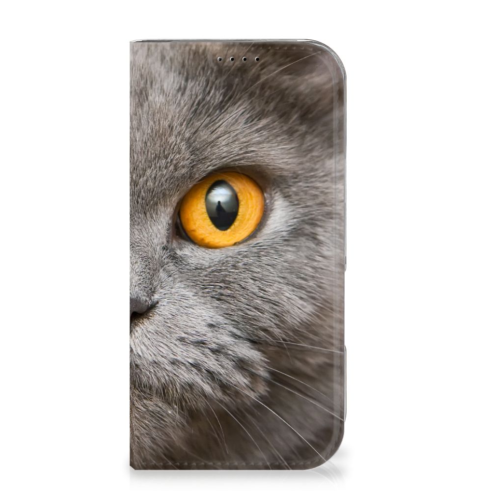 Hoesje maken iPhone 16 Pro Britse Korthaar kat oog design