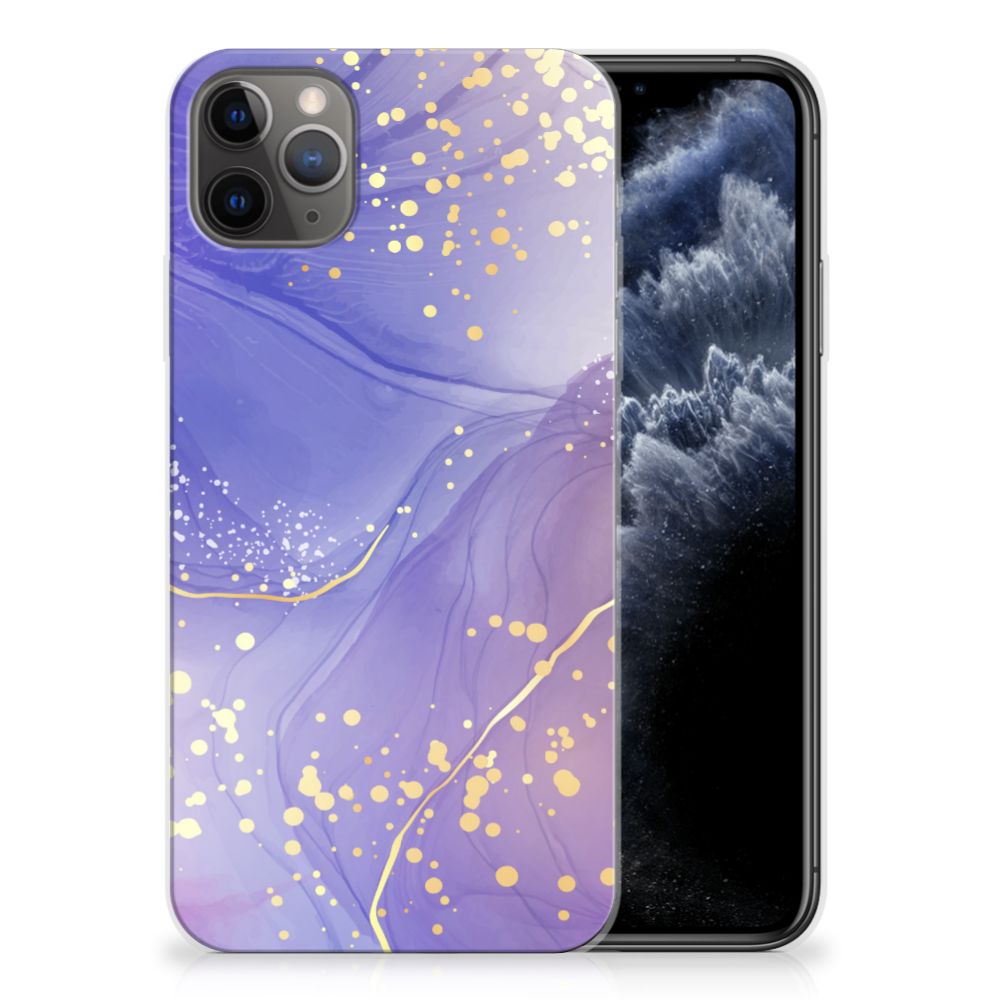Hoesje maken voor Apple iPhone 11 Pro Max Watercolor Paars met goudkleurige spetters ✨