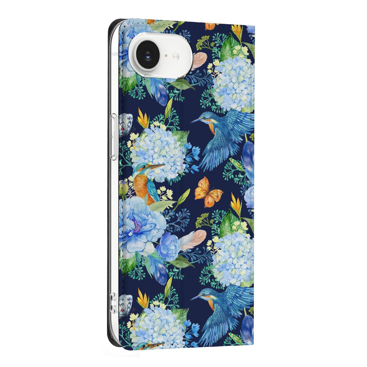 Apple iPhone 16e Hoesje maken IJsvogel bloemen design zijaanzicht