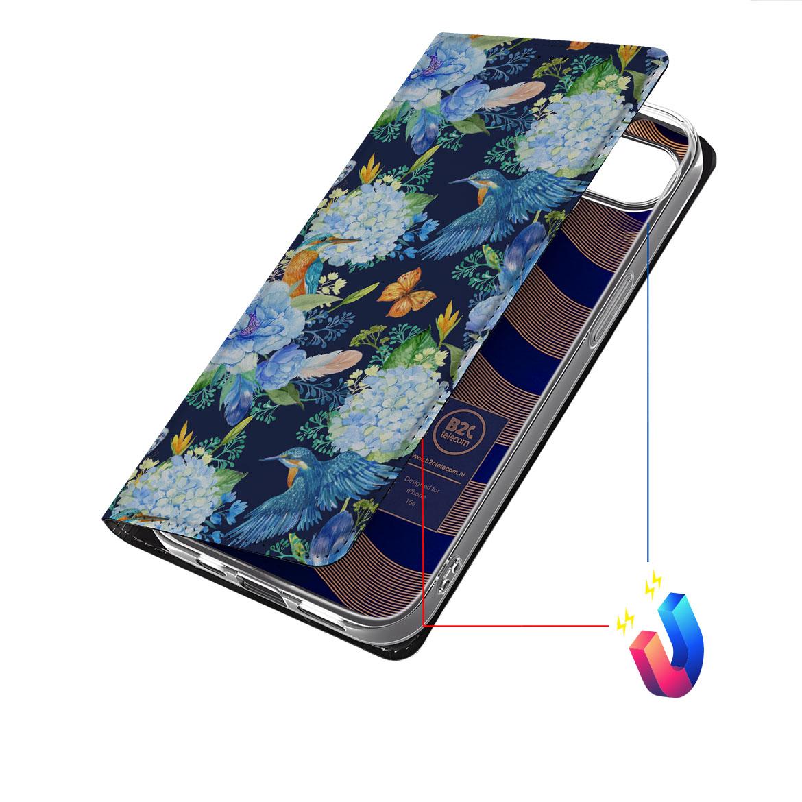 Apple iPhone 16e Hoesje maken IJsvogel bloemen ontwerp voorkant