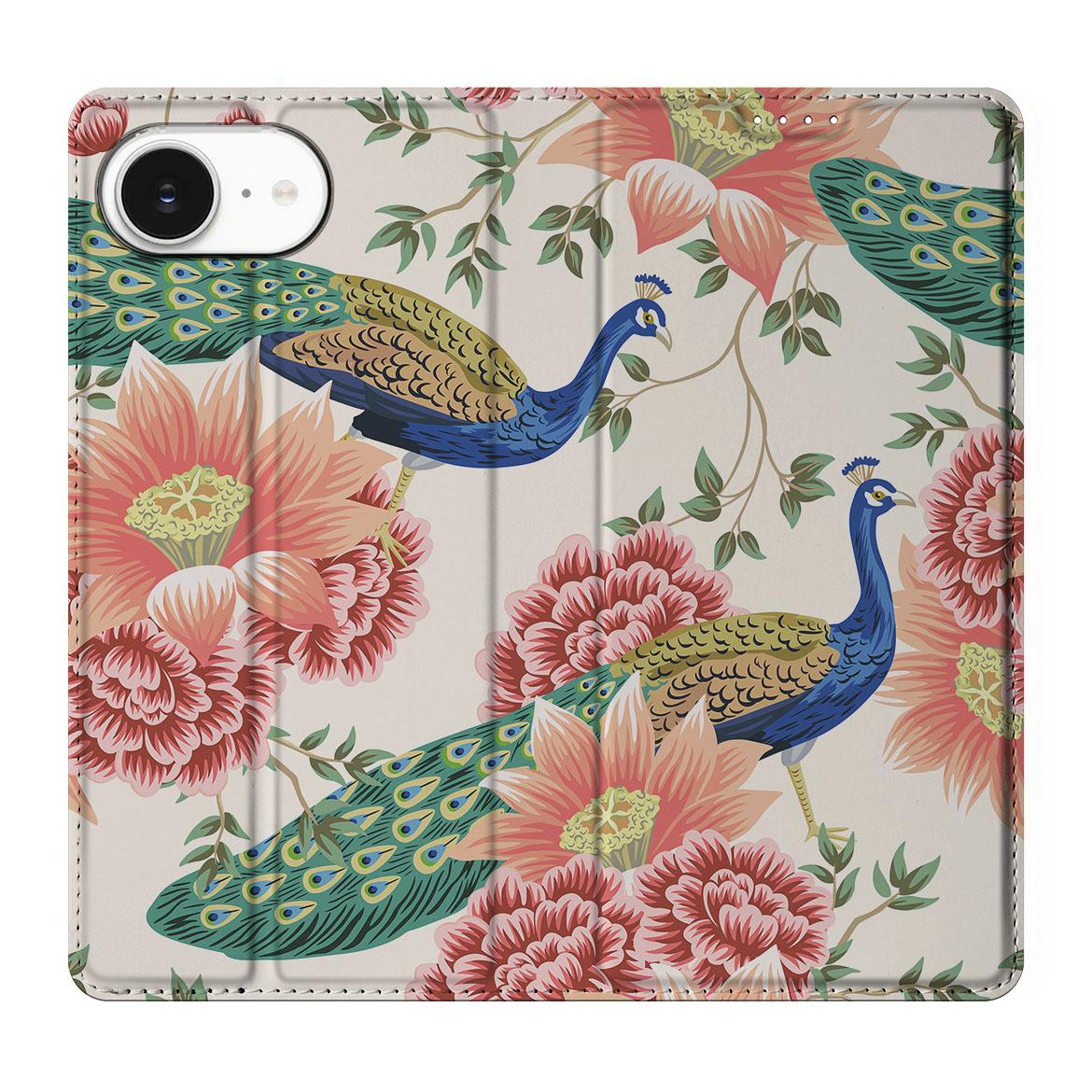 Apple iPhone 16e hoesje maken Pink Peacock bovenaanzicht