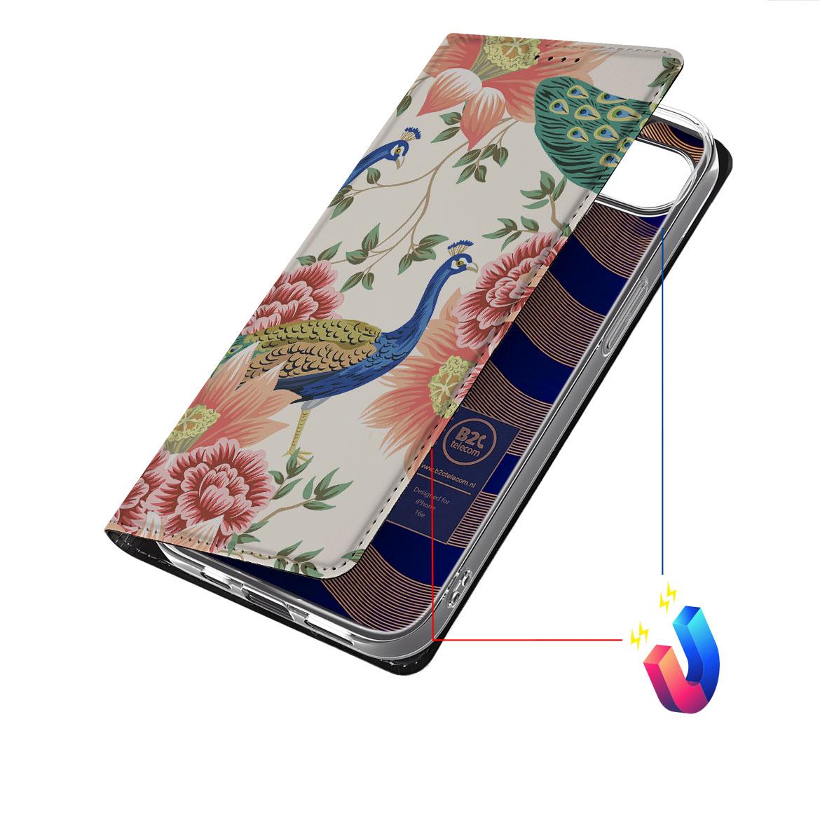 Apple iPhone 16e hoesje maken Pink Peacock design voorkant