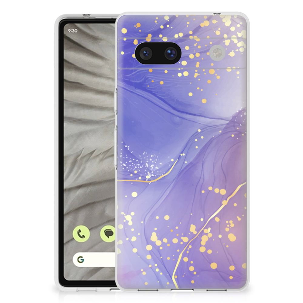 Google Pixel 7A hoesje maken Watercolor Paars achterzijde