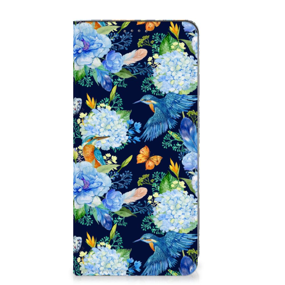 Google Pixel 8A Hoesje maken IJsvogel design bloemen vooraanzicht