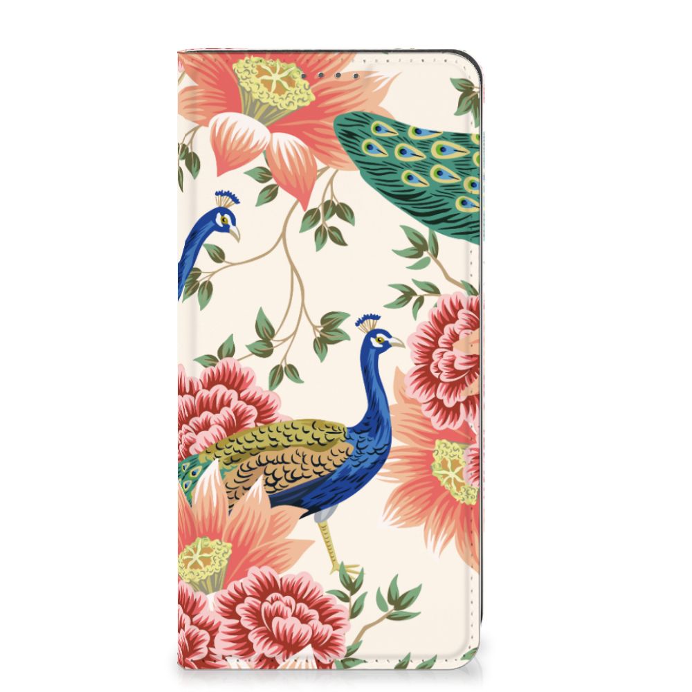 Google Pixel 8A hoesje maken Pink Peacock voorkant
