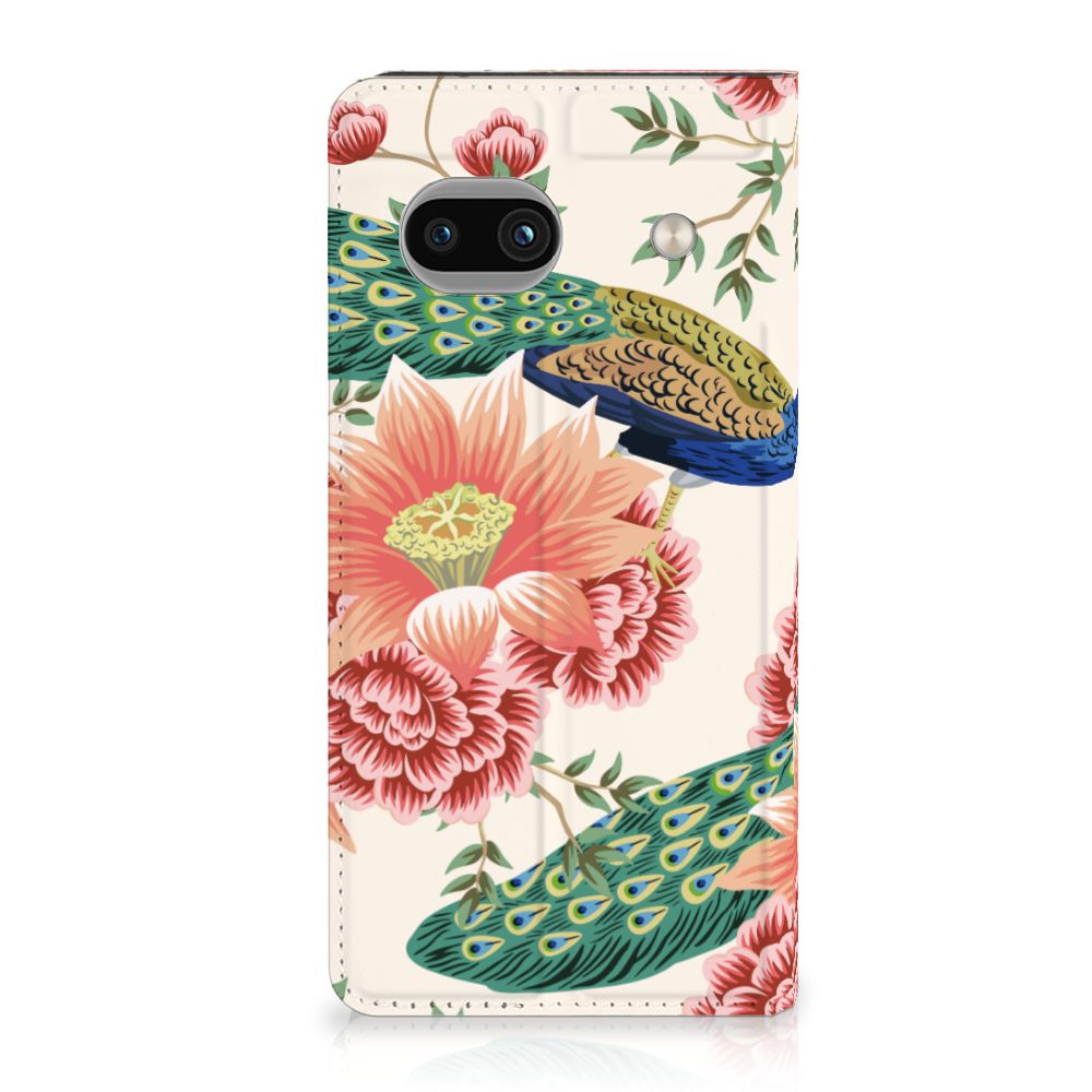 Google Pixel 8A hoesje maken Pink Peacock design voorkant