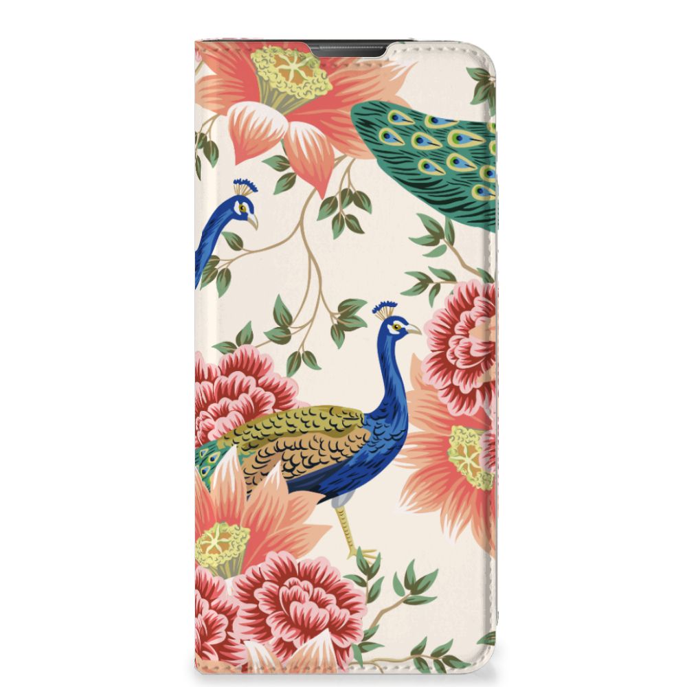 Motorola Moto E20 hoesje maken Pink Peacock design voorkant