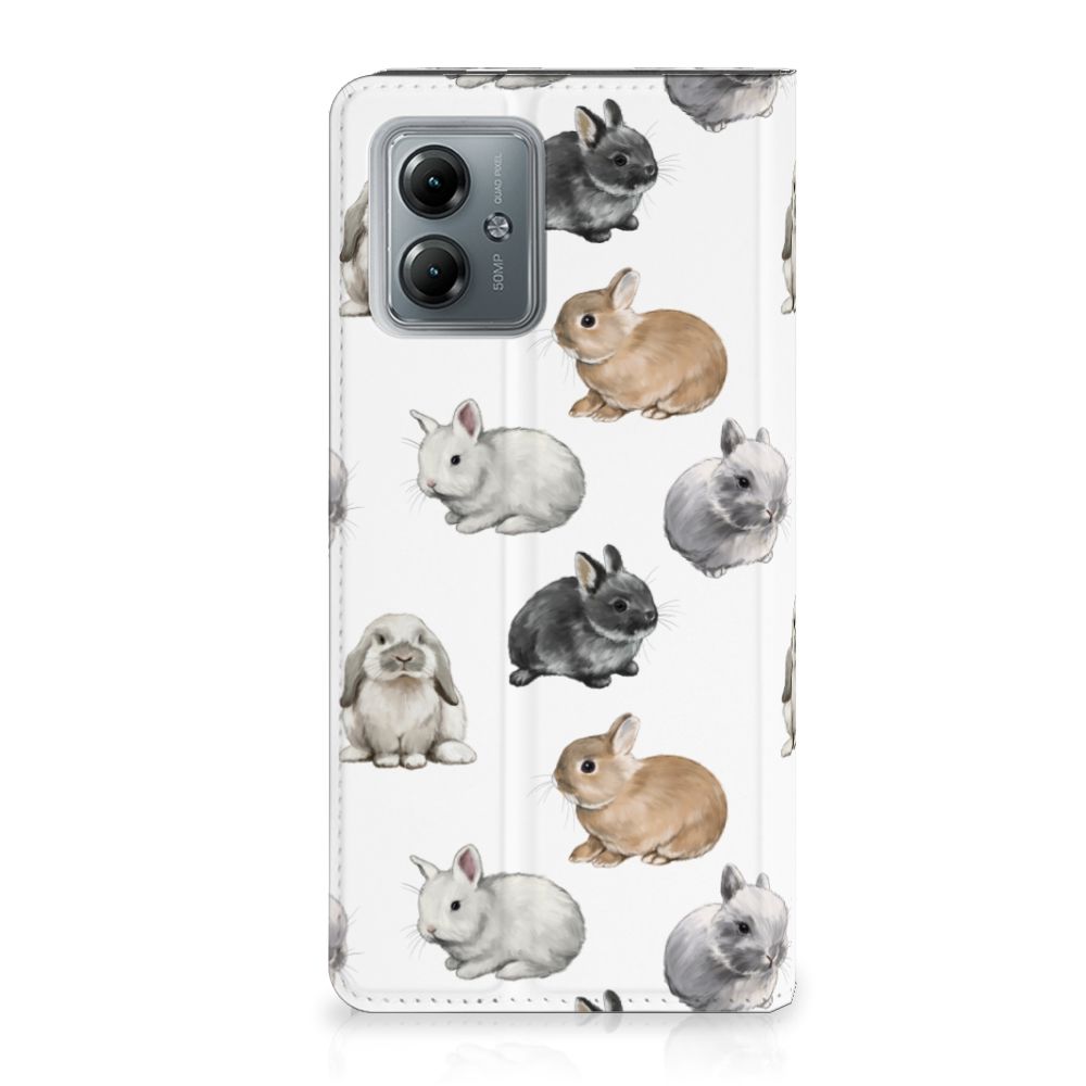Hoesje maken voor Motorola Moto G14 Konijntjes - schattige konijnen design voor cadeau, bescherming en duurzaamheid.