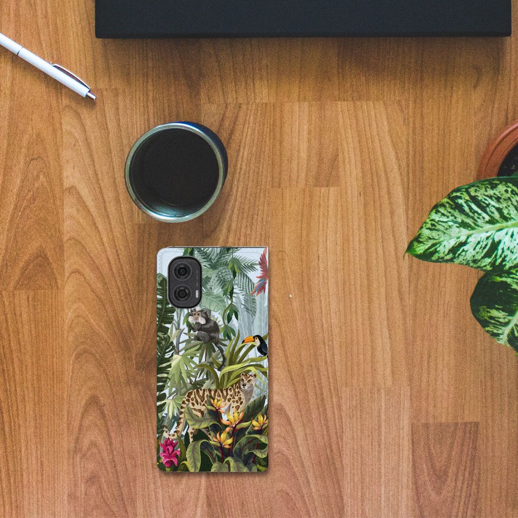 Motorola Moto G24 | G04 | G24 Power Jungle hoesje maken jungle stijl bovenaanzicht