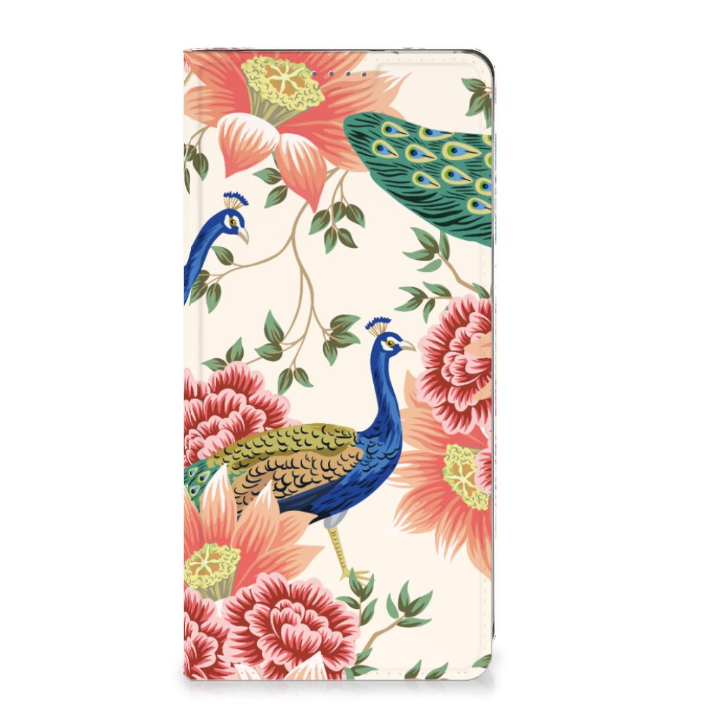Motorola Moto G54 hoesje maken Pink Peacock aanzicht