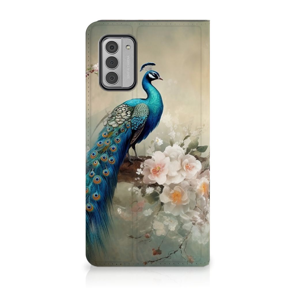 Nokia G42 hoesje maken voor Nokia G42 Vintage Pauwen zijaanzicht