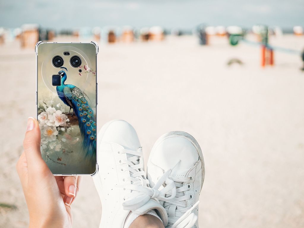 Hoesje maken voor OPPO A17 Watercolor Paars designnaam peacock aanzicht