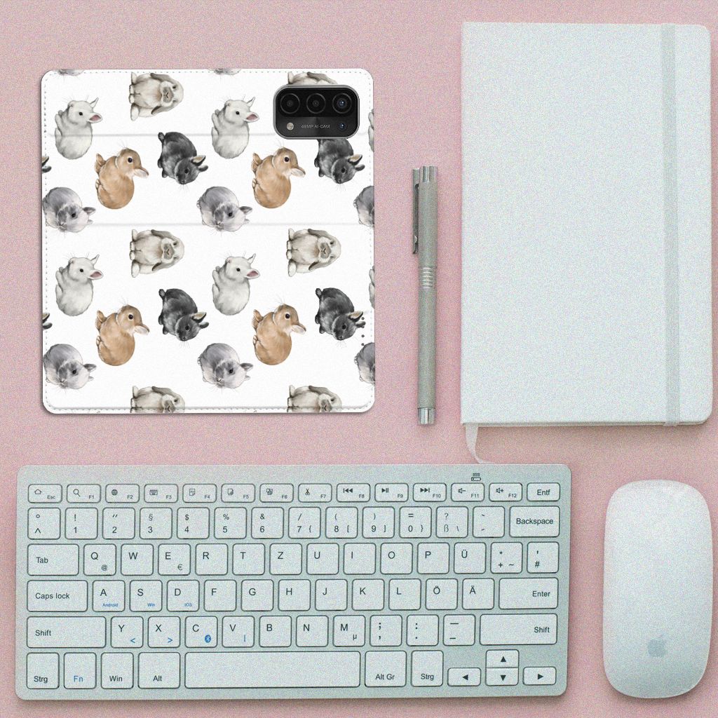 OPPO A54 5G A74 5G A93 5G Hoesje maken Konijntjes bovenaanzicht