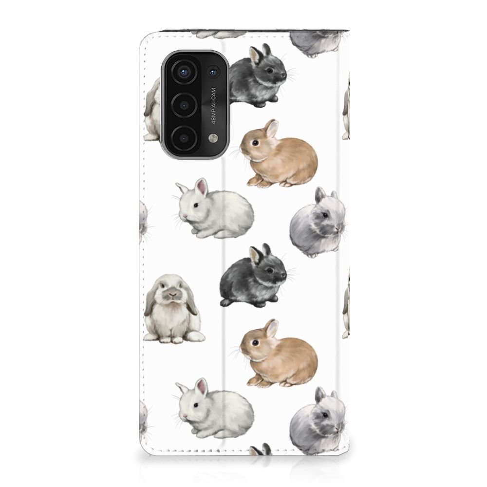 OPPO A54 5G A74 5G A93 5G hoesje maken konijntjes design voorkant