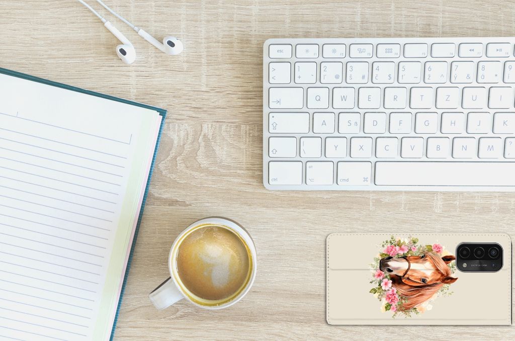 Hoesje maken voor OPPO A54 5G | A74 5G | A93 5G Paard, trendy en duurzaam ontwerp met paardenmotief.