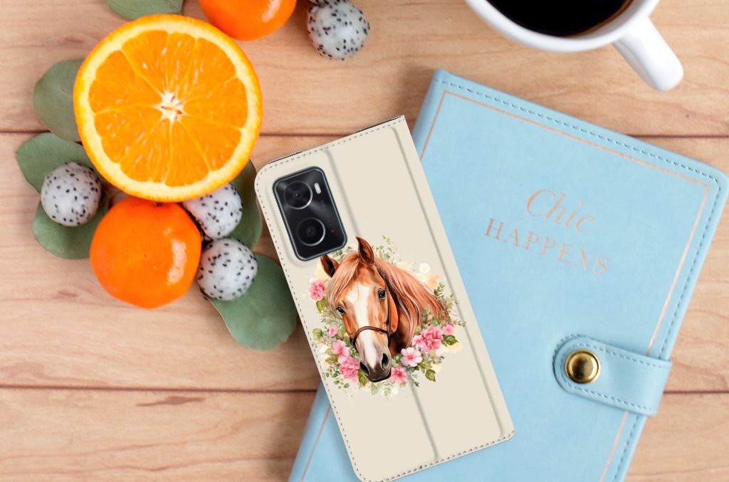 Hoesje maken voor OPPO A96 | A76 Paard telefoonhoesjes paarden design close-up