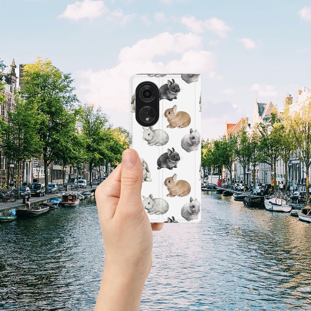 OPPO A98 5G Hoesje maken voor OPPO A98 5G Konijntjes hand uitzicht
