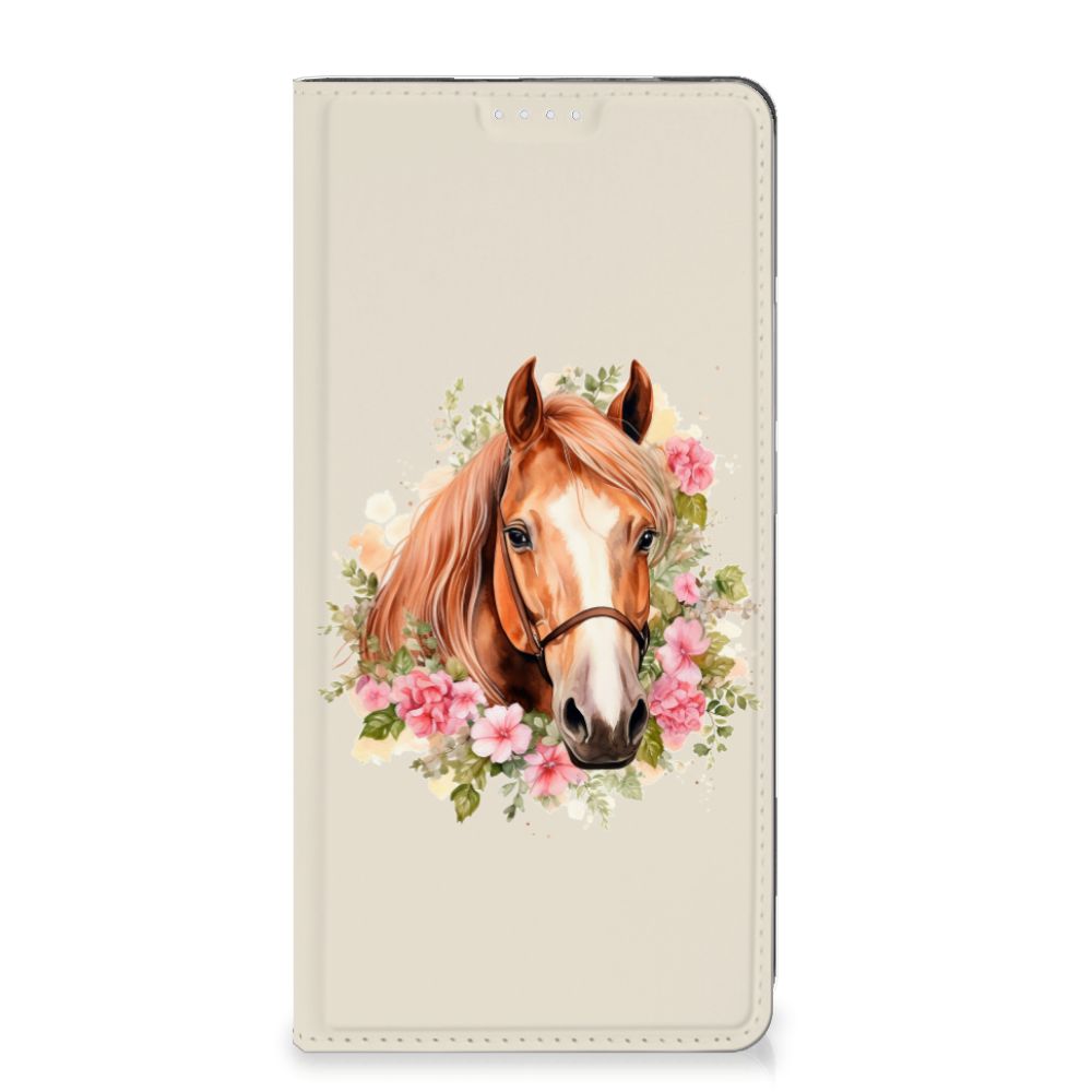 Hoesje maken voor OPPO Reno10 | 10 Pro Paard telefoonhoes paarden bloemen voorkant
