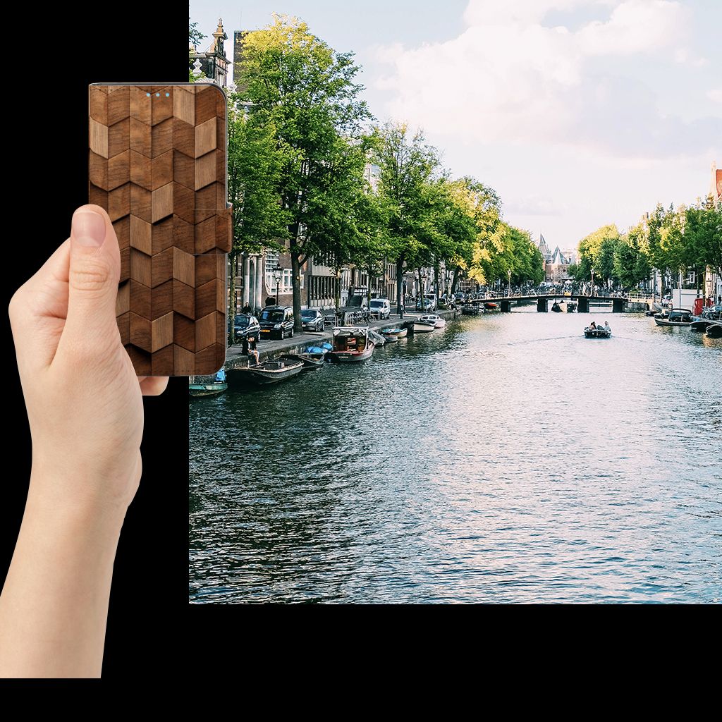 Hoesje maken voor OPPO Reno8 Pro Paard hand met hoesje houten ontwerp water landschap
