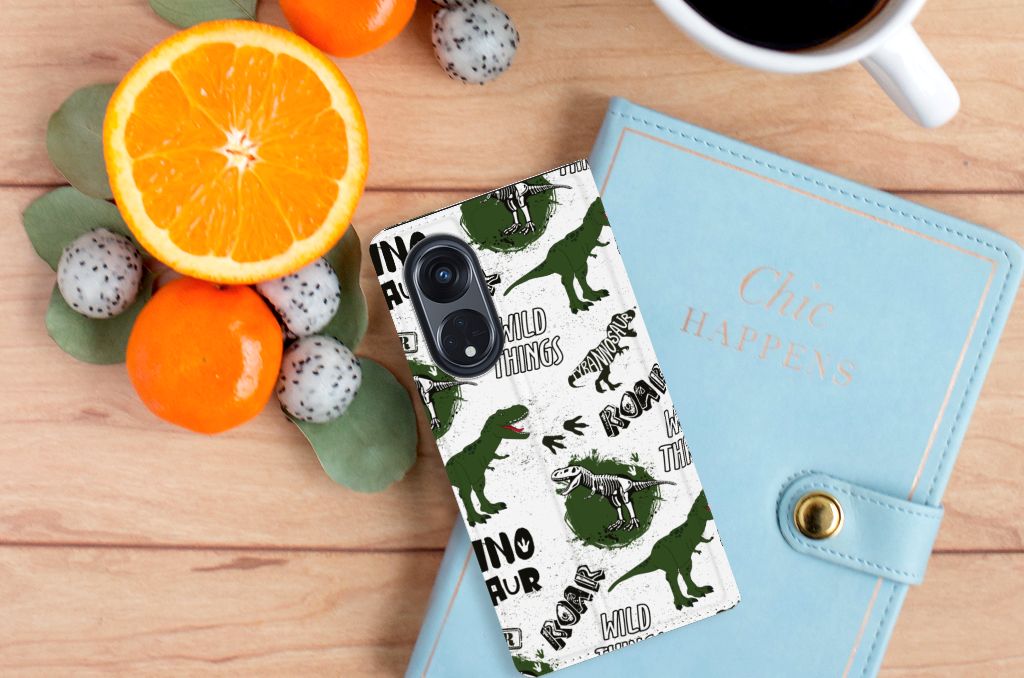 Hoesje maken voor OPPO Reno8 T 5G Dinosaurus design dino aanzicht
