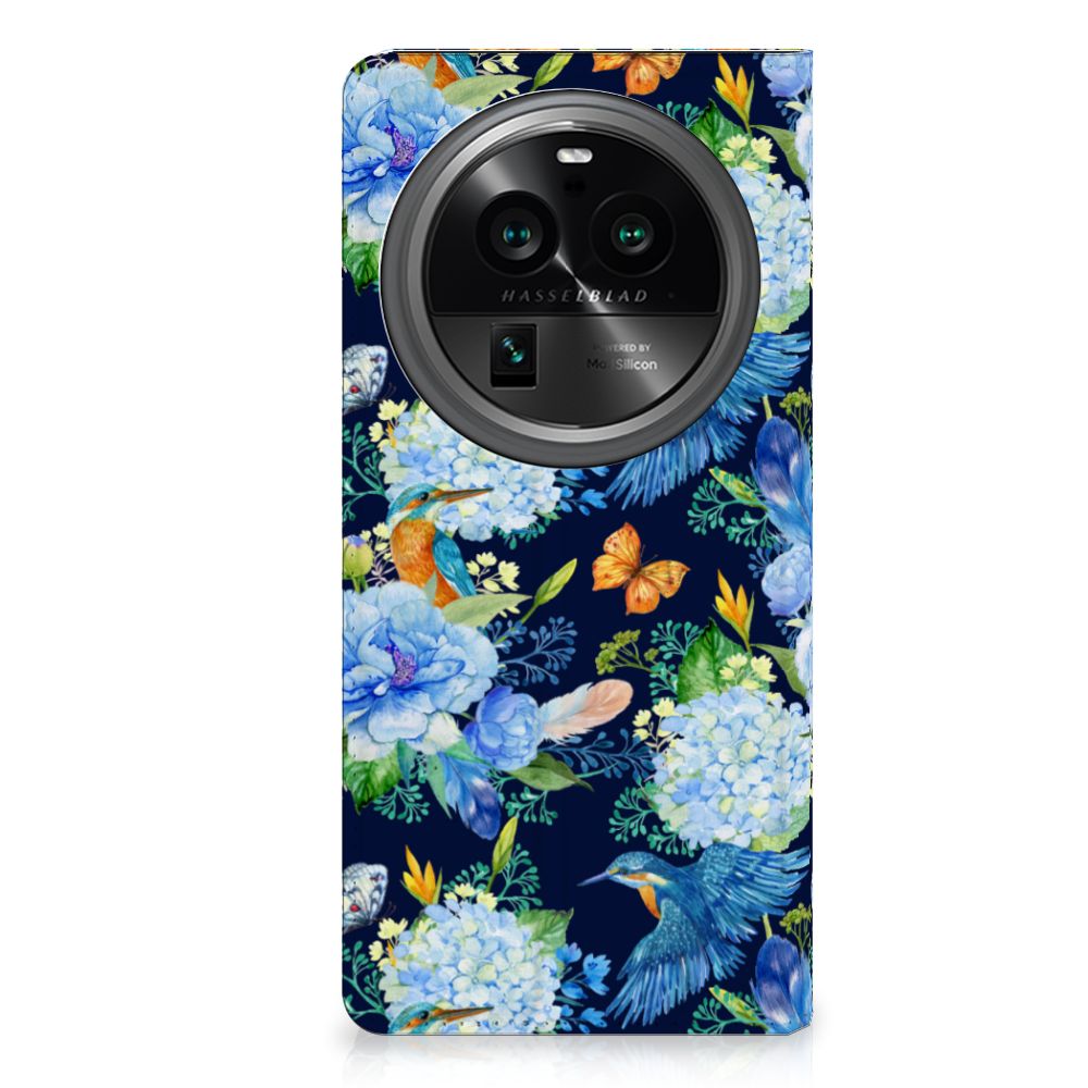OPPO X6 Pro Hoesje maken voor OPPO X6 Pro IJsvogel bloemen design voorkant