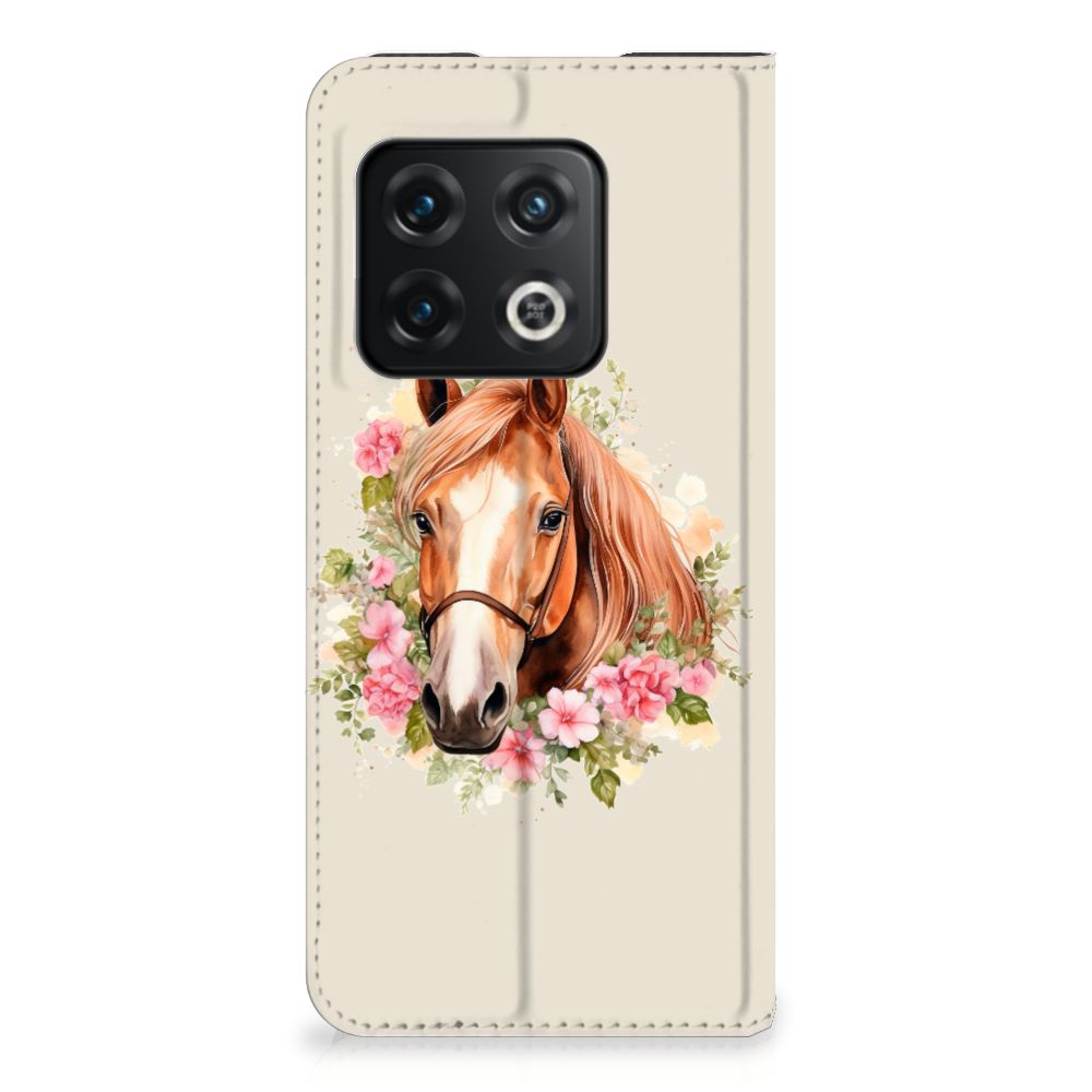 Hoesje maken voor OnePlus 10 Pro Paard met bloemen, perfecte bescherming en uitstraling als cadeau 🎁.