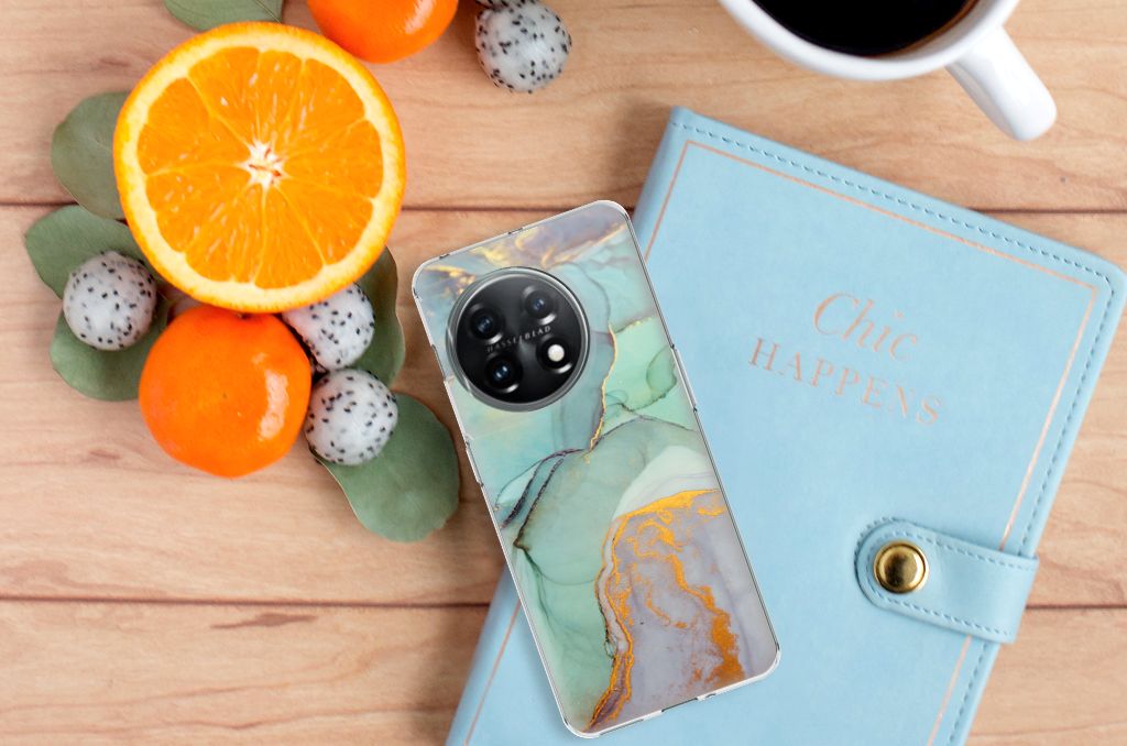 OnePlus 11 hoesje maken Watercolor Mix bovenaanzicht