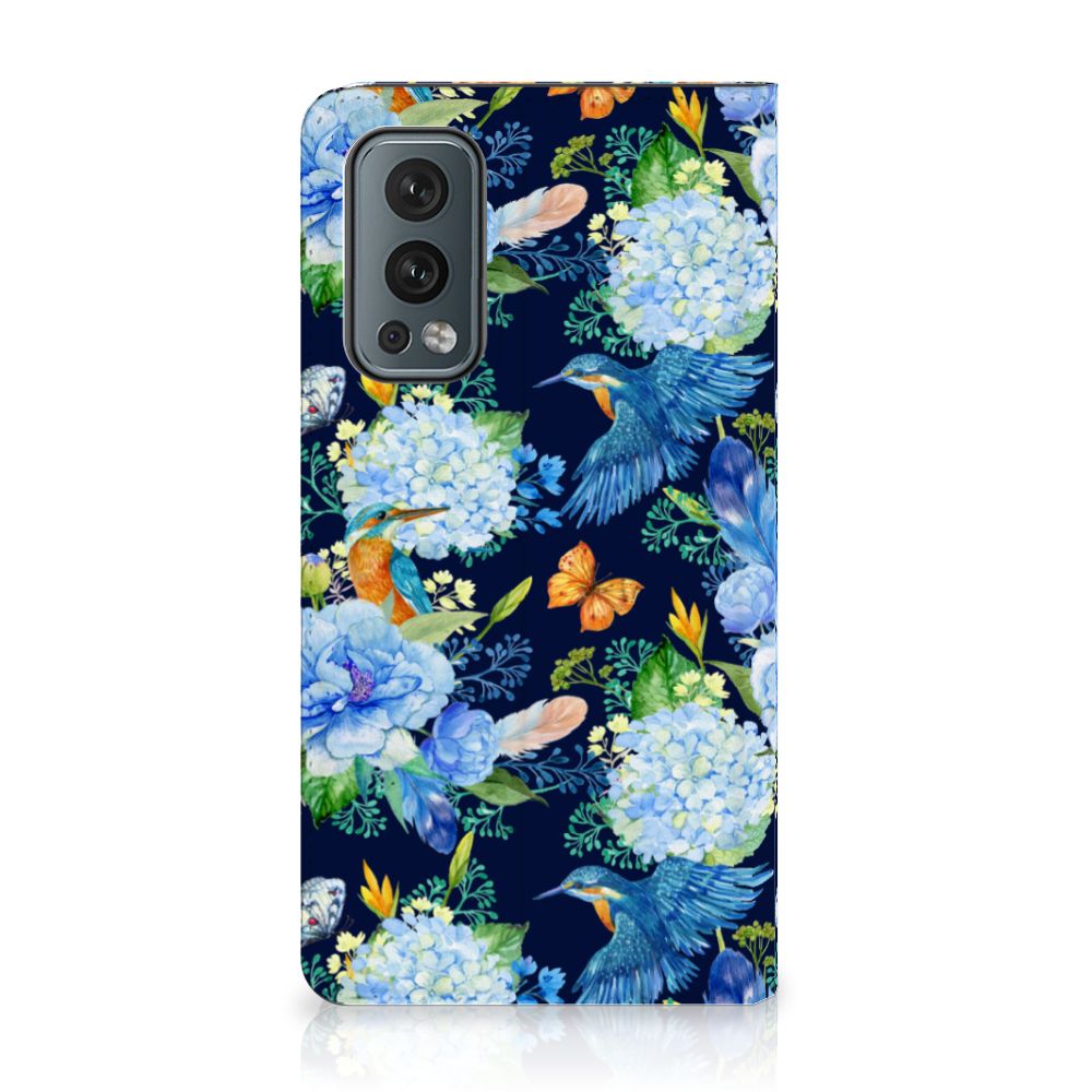 OnePlus Nord 2 5G Hoesje maken IJsvogel bloemen design voorkant